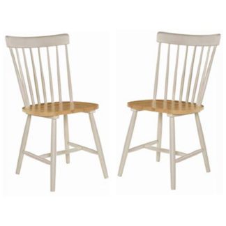 An Image of Rotanev Stone Grey And Oak Dining Chairs In Pair