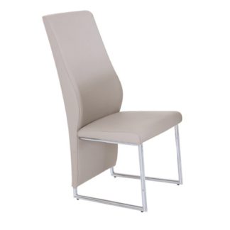 An Image of Crystal PU Dining Chair In Champagne With Chrome Legs