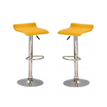 An Image of Stratos Bar Stool In Yellow PVC and Chrome Base In A Pair