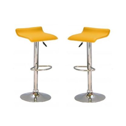 e1f0a996f7d3cedde5199b6003262fffbd9fbbc0dd8fafec9b6e7f4c39f09307.jpg An Image of Stratos Bar Stool In Yellow PVC and Chrome Base In A Pair