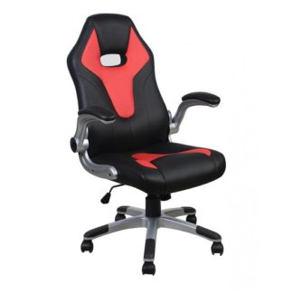 An Image of Ferry Stylish Faux Leather Office Chair In Red And Black