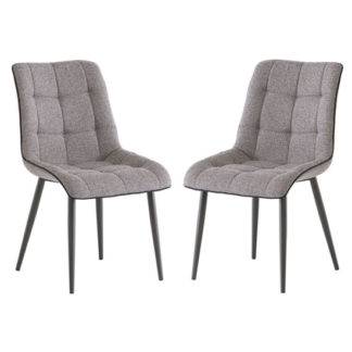 An Image of Picasso Grey Fabric Dining Chair In A Pair