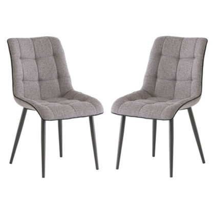 e25ff603ebc3e8ef976aa950e0ca77fc3b75b00b5b05307d48c602e04a7826af.jpg An Image of Picasso Grey Fabric Dining Chair In A Pair