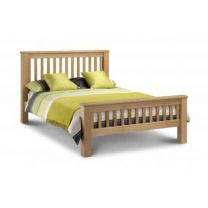 An Image of Amsterdam 150Cm Wooden Bed In Oak Finish