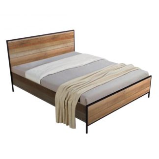 An Image of Michigan Wooden Double Bed In Oak Effect