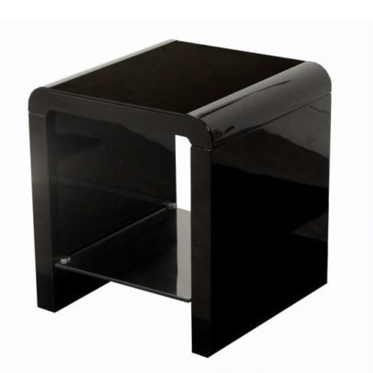 An Image of Norset Modern End Table Square In Black Gloss