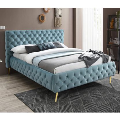 An Image of Tiffany Velvet Upholstered Double Bed In Crystal