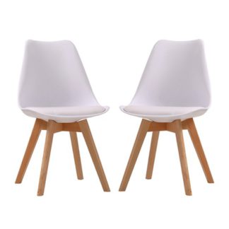 An Image of Louvre White Finish Dining Chairs In Pair