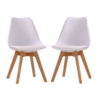 An Image of Louvre White Finish Dining Chairs In Pair