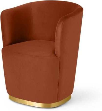 An Image of Revy Dining Chair, Nutmeg Orange Velvet