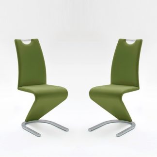 An Image of Amado Dining Chair In Olive Faux Leather In A Pair