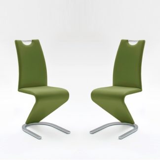 An Image of Amado Dining Chair In Olive Faux Leather In A Pair