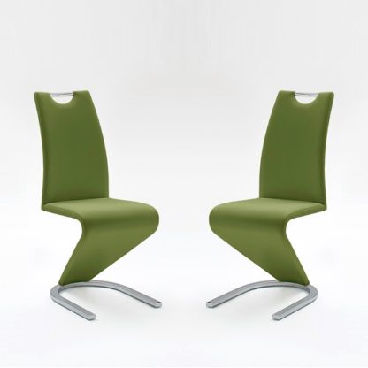 An Image of Amado Dining Chair In Olive Faux Leather In A Pair