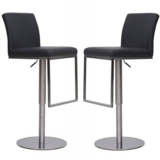 An Image of Bahama Bar Stools In Grey Faux Leather In A Pair