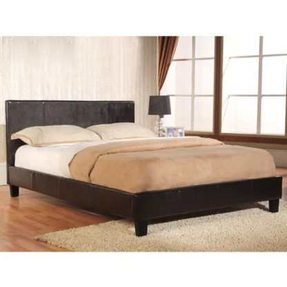 An Image of Haven Faux Leather 4 Foot Double Bed In Brown