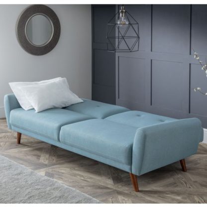 An Image of Monza Linen Compact Retro Sofabed In Blue