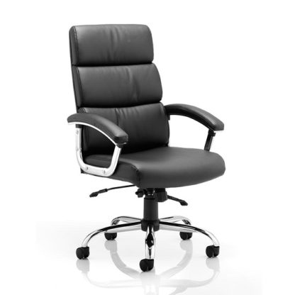 e40d12f0f02e8ef49e00034681af1e79962c4fa0c02cf6178525e02171a5143a.jpg An Image of Tillie Bonded Leather Executive Chair In Black With Chrome Base