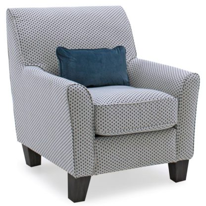 An Image of Barresi Fabric Accent Chair In Teal With Wooden Legs