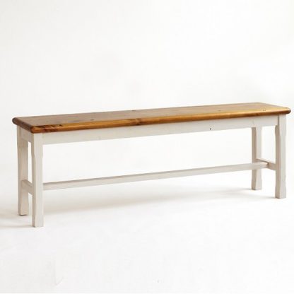 e4117b21056a410fa849a8be33894af993e112fd0dc9060a5df8d0881d740868.jpg An Image of Boddem Dining Bench In White Pine Wood Cottage Style