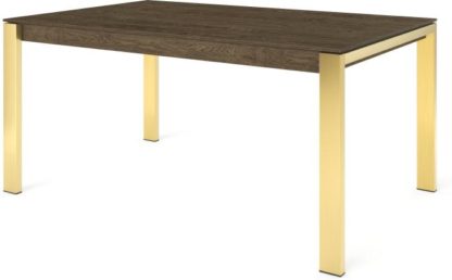An Image of Custom MADE Corinna 6 Seat Dining Table, Smoked Oak and Brass