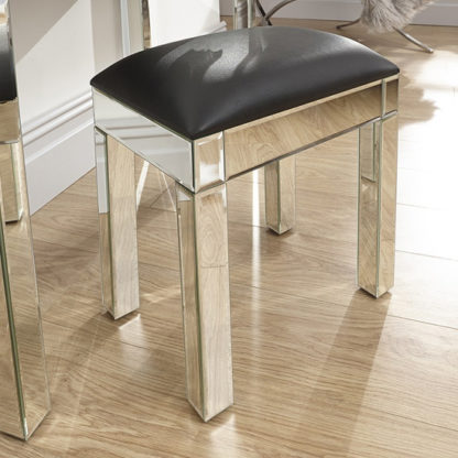 An Image of Venetian Dressing Stool In Mirrored Finish