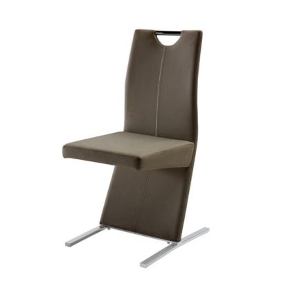 An Image of Image Metal Swinging Cappuccino Faux Leather Dining Chair