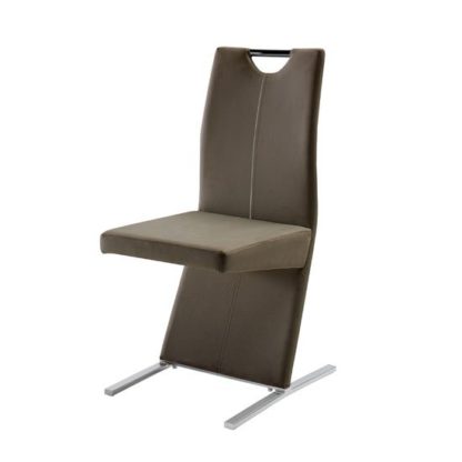 e460c7fb8df86183980f928e1f0958b0df7f829cde44c939a06fa829111cc31c.jpg An Image of Image Metal Swinging Cappuccino Faux Leather Dining Chair