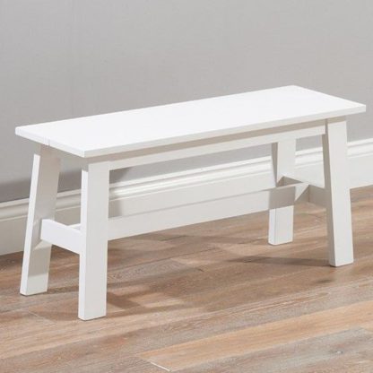 An Image of Antlia Wooden Small Dining Bench In White