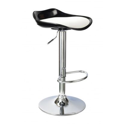 An Image of Leyton Bar Stool In White Black Textilene Seat With Chrome Base