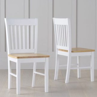 An Image of Botein Oak And White Dining Chairs In Pair