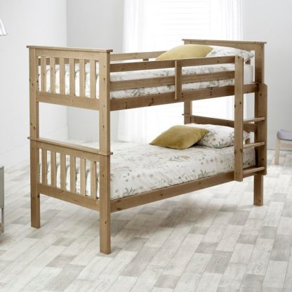 An Image of Katie Wooden Bunk Bed In Lacquered Pine