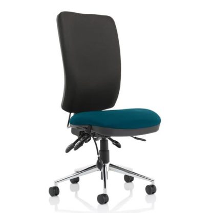 An Image of Chiro High Black Back Office Chair In Maringa Teal No Arms