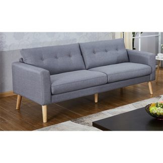An Image of Megan Fabric 3 Seater Sofa In Grey