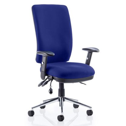 An Image of Chiro High Back Office Chair In Stevia Blue With Arms