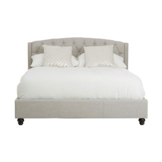 An Image of Flegetonte Fabric King Size Bed In Light Grey