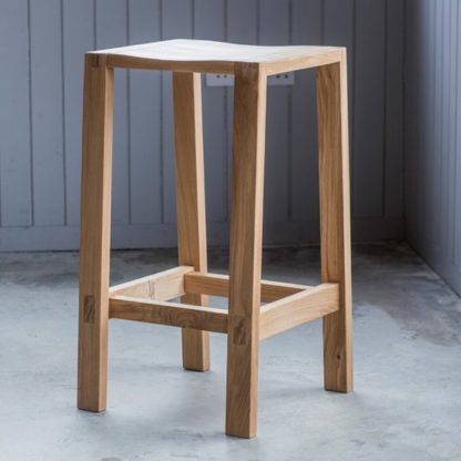 An Image of Kielder Wooden Bar Stool In Oak