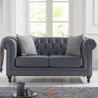 An Image of Propus Leather 2 Seater Sofa In Grey