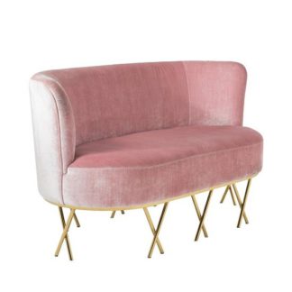 An Image of Oprah 2 Seater Sofa In Pink Velvet With Gold Legs