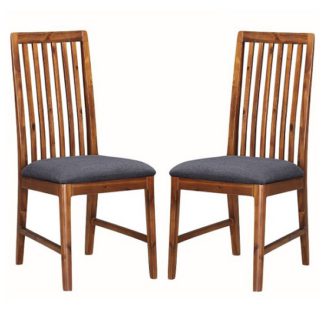 An Image of Trimble Wooden Dining Chair In Rich Acacia In A Pair