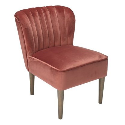 An Image of Bentley Sofa Chair In Pink Velvet With Wooden Legs