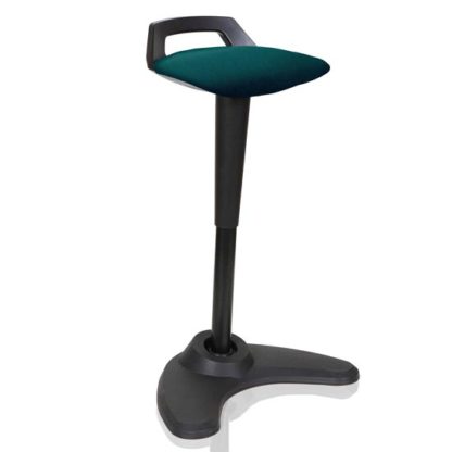 e5fd4aaa1f84fec2846e56c7bc5ca9c1a9b01d1eac2aecbb8ad1caeb7ce36996.jpg An Image of Spry Fabric Office Stool In Black Frame And Maringa Teal Seat