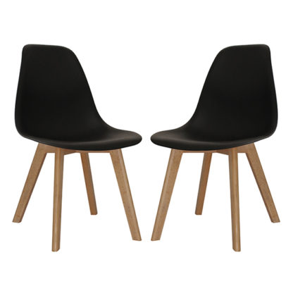 An Image of Canum Black Plastic Dining Chairs In Pair With Beech Legs