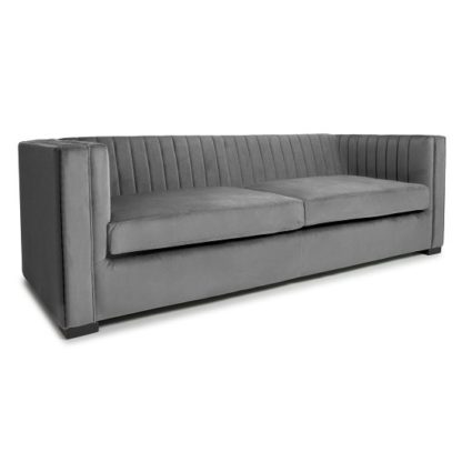 An Image of Torin 3 Seater Sofa In Grey Brushed Velvet