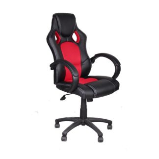 An Image of Tropez Home Office Chair In Red Fabric And Black Faux Leather