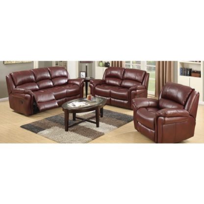 An Image of Lerna Leather 3 Seater Sofa And 2 Seater Sofa Suite In Burgundy