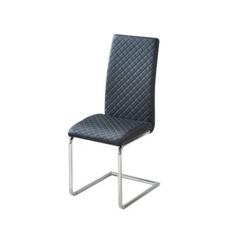 An Image of Ronn Dining Chair In Black Faux Leather With Chrome Legs