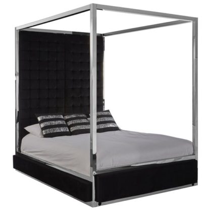 e72aa10e0b29cb82efd256d1220d3c1975d8a69fea035a8b9ca37a1e1257f22b.jpg An Image of Markeb Fabric King Size Bed In Black Velvet