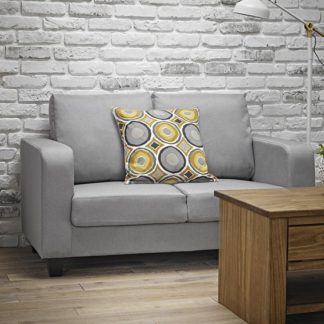 An Image of Canes Linen Fabric 2 Seater Sofa In Grey