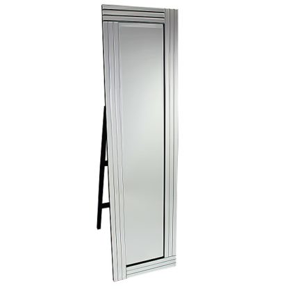 An Image of Cheval Triple Bar Floor Standing Mirror in Silver