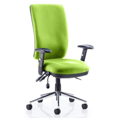 An Image of Chiro High Back Office Chair In Myrrh Green With Arms